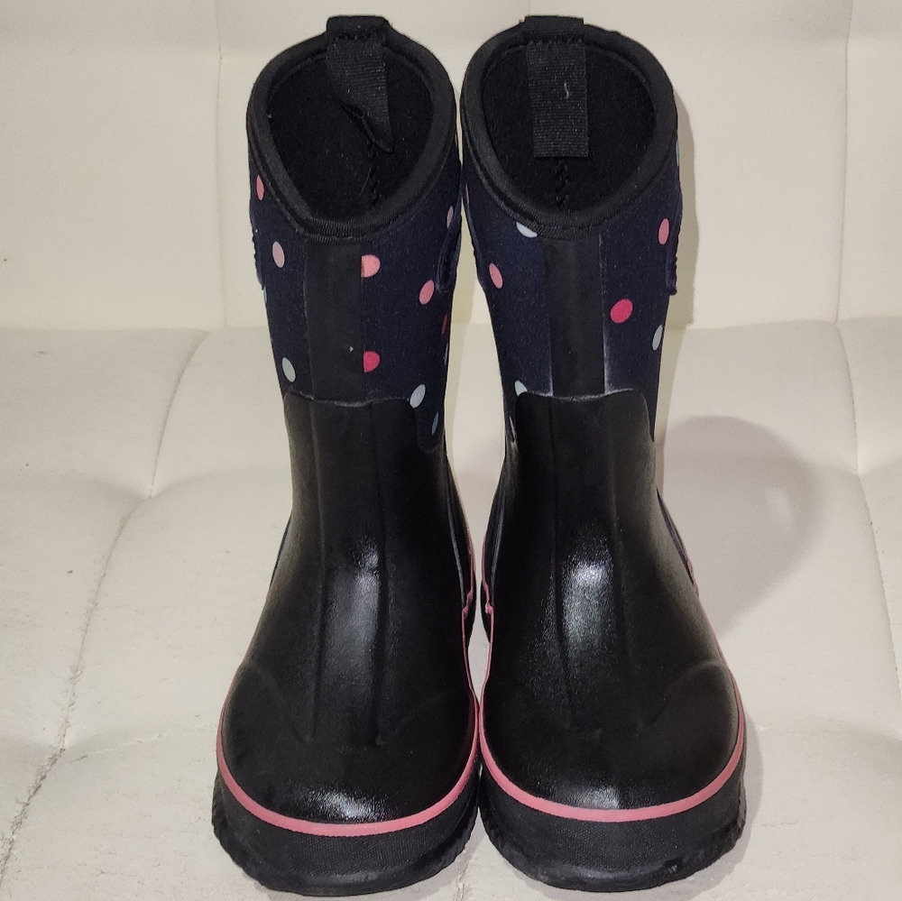 Bogs size 12 children's rain/snow boots in navy with pink detailing.